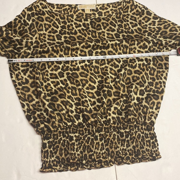 Michael michael kors leopard print blouse long sleeve Top Elastic Waist Small - Picture 8 of 11